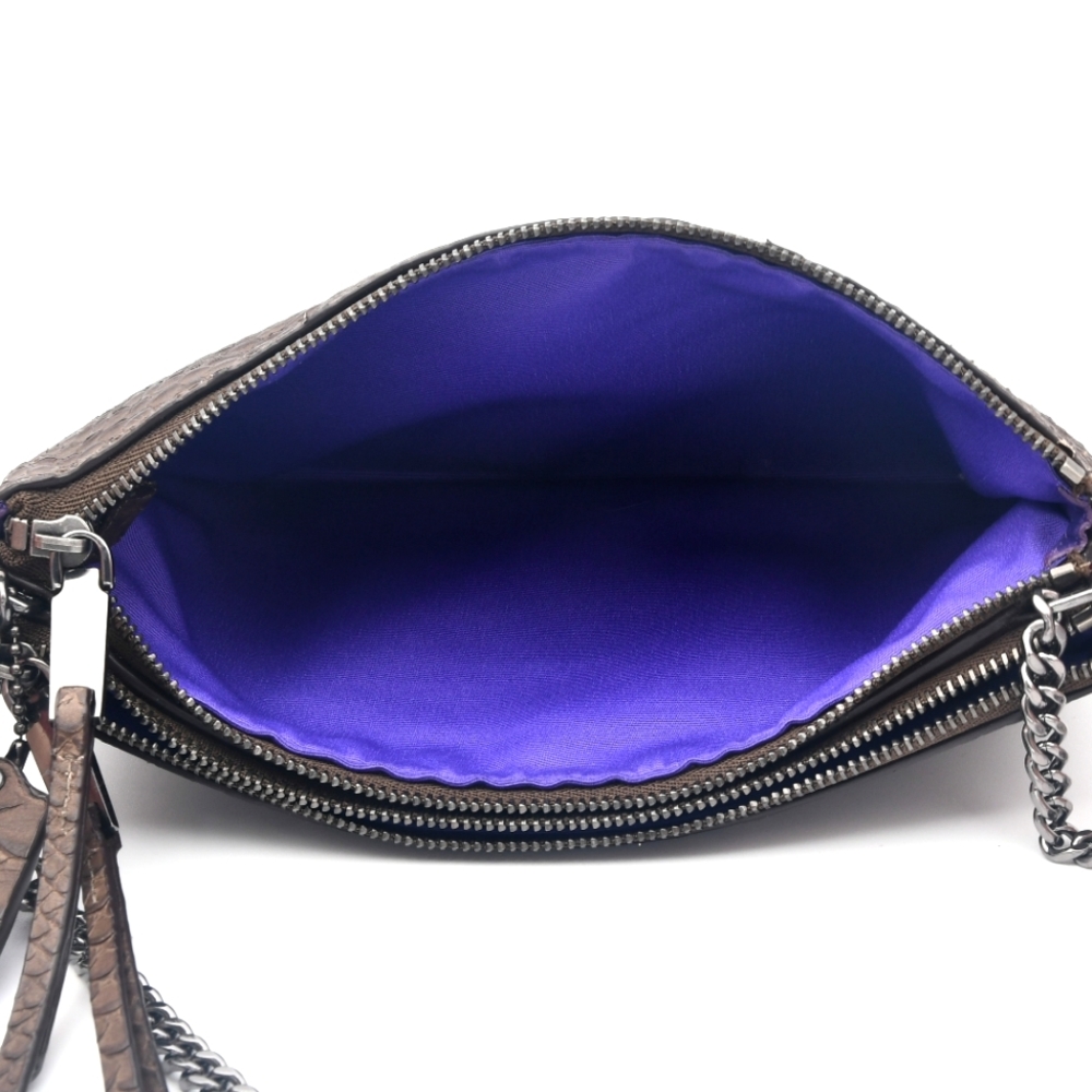 COACH Brown Python-Embossed Chain Shoulder Bag - Picture 9 of 11